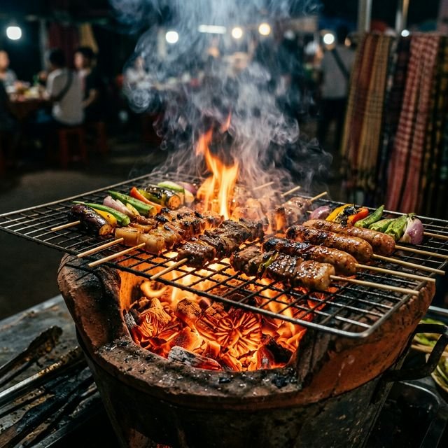 Glowing charcoal embers